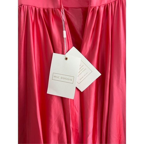 Mac Duggal 67981 Tie Shoulder Sweetheart Satin Ballgown Coral Women's Size 8 - Picture 8 of 10